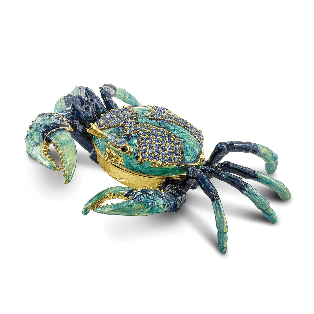 Bejeweled Multi Color Enamel Finish CHESAPEAKE Blue Crab Trinket Box