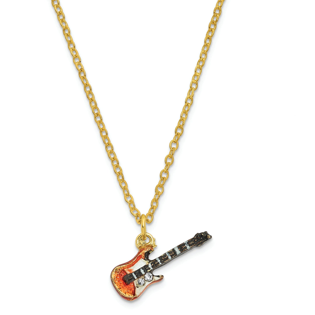 Bejeweled Pewter Multi Color STRUMMIN' TUNES Red Guitar Trinket Box