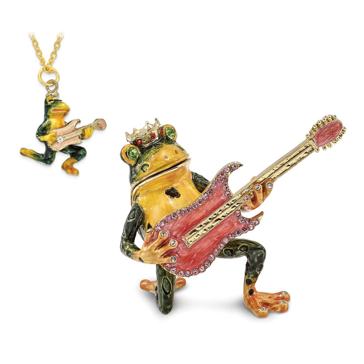 Bejeweled Multi Color Finish KEITH Rocks Musician Frog Trinket Box