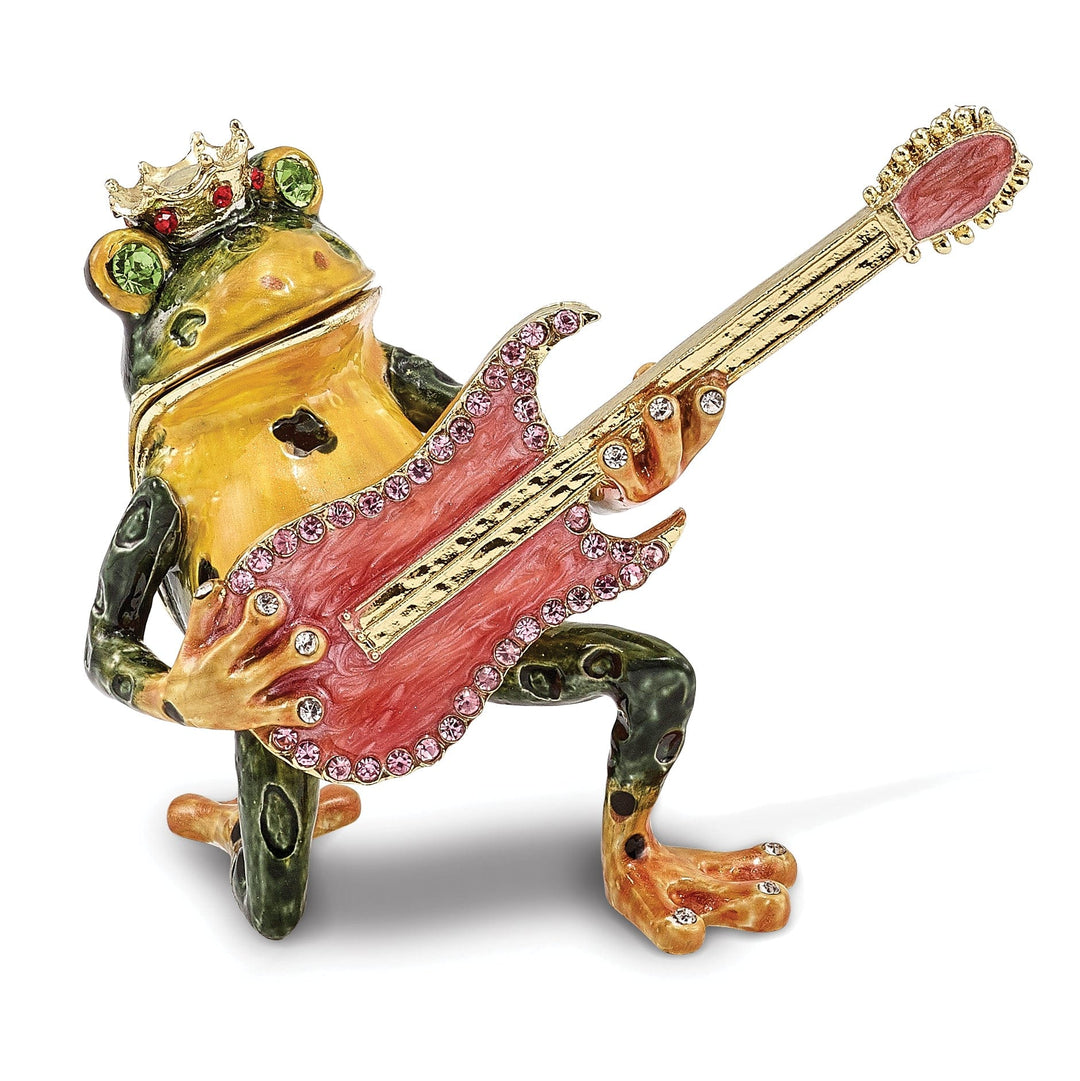 Bejeweled Multi Color Finish KEITH Rocks Musician Frog Trinket Box