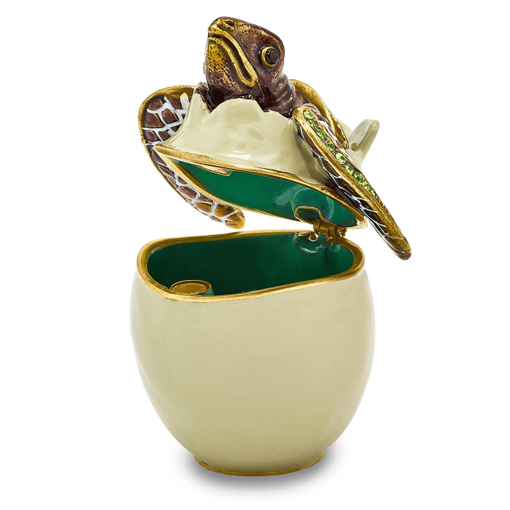 Bejeweled Pewter Multi Color EGGBERT Turtle Hatchling Trinket Box