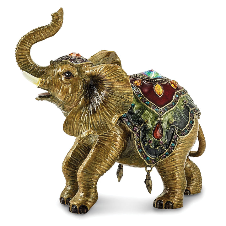 Bejeweled Pewter Taj Mahal Elephant Jewelry Box