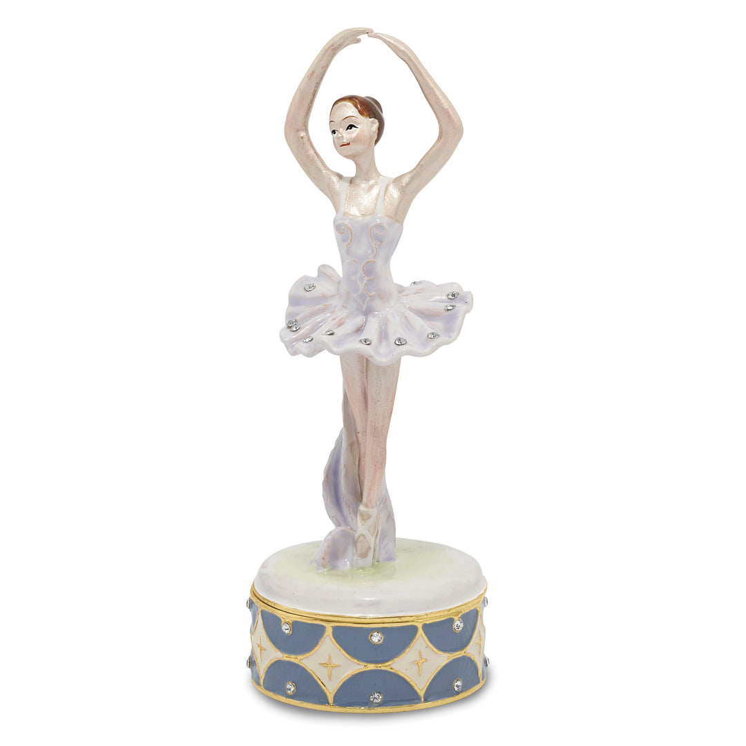 Bejeweled Pewter Multi Color Finish BLYTHE Ballerina Point Trinket Box