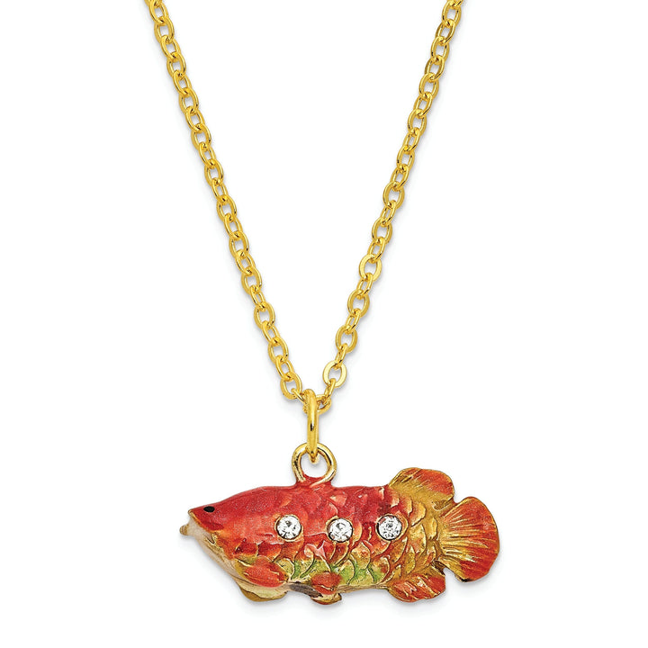 Bejeweled Multi Color Orange Enamel Finish SUMO Koi Fish Trinket Box