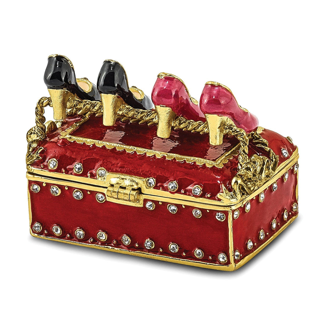 Bejeweled Pewter Multi Color Finish IMELDA'S Shoe Rack Trinket Box