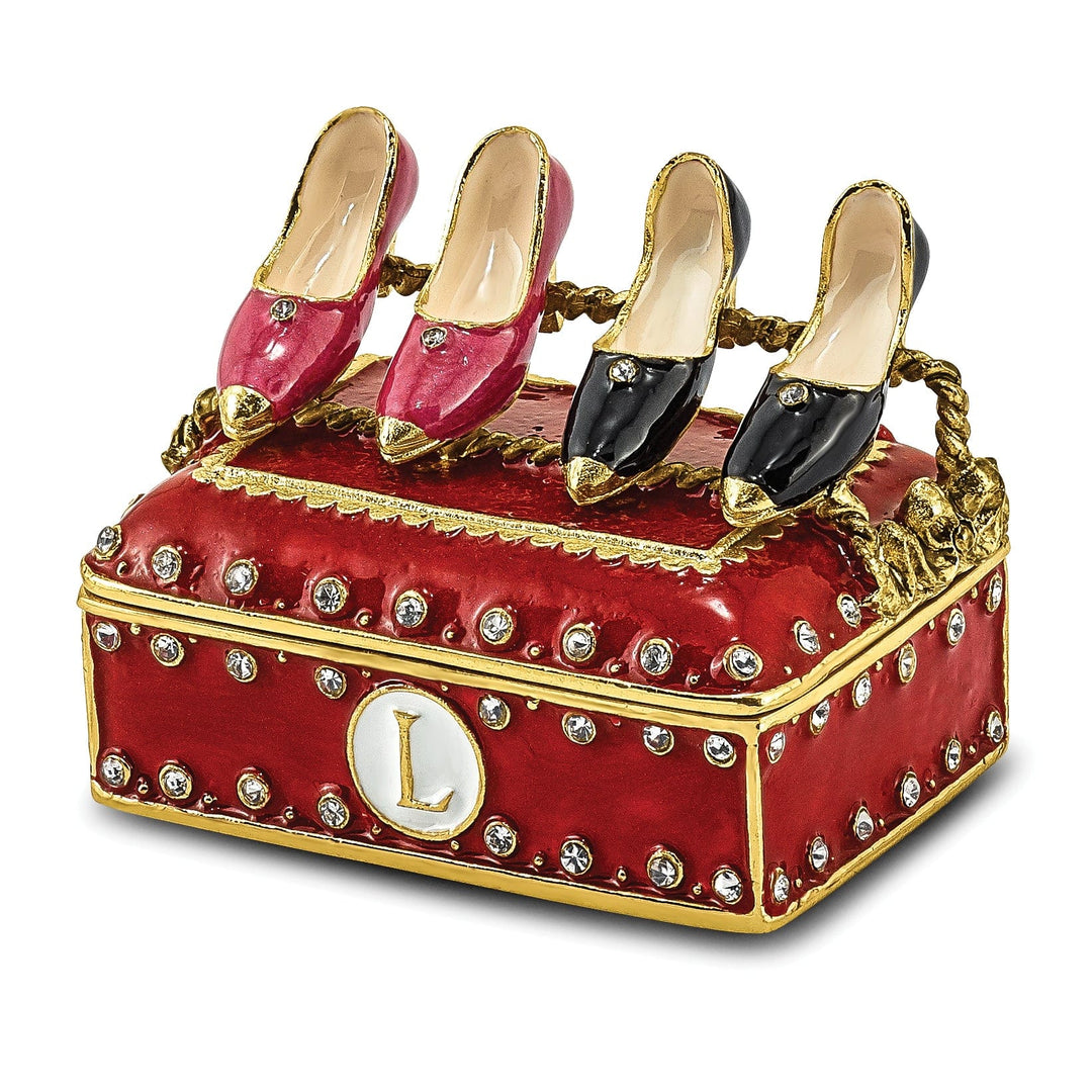 Bejeweled Pewter Multi Color Finish IMELDA'S Shoe Rack Trinket Box