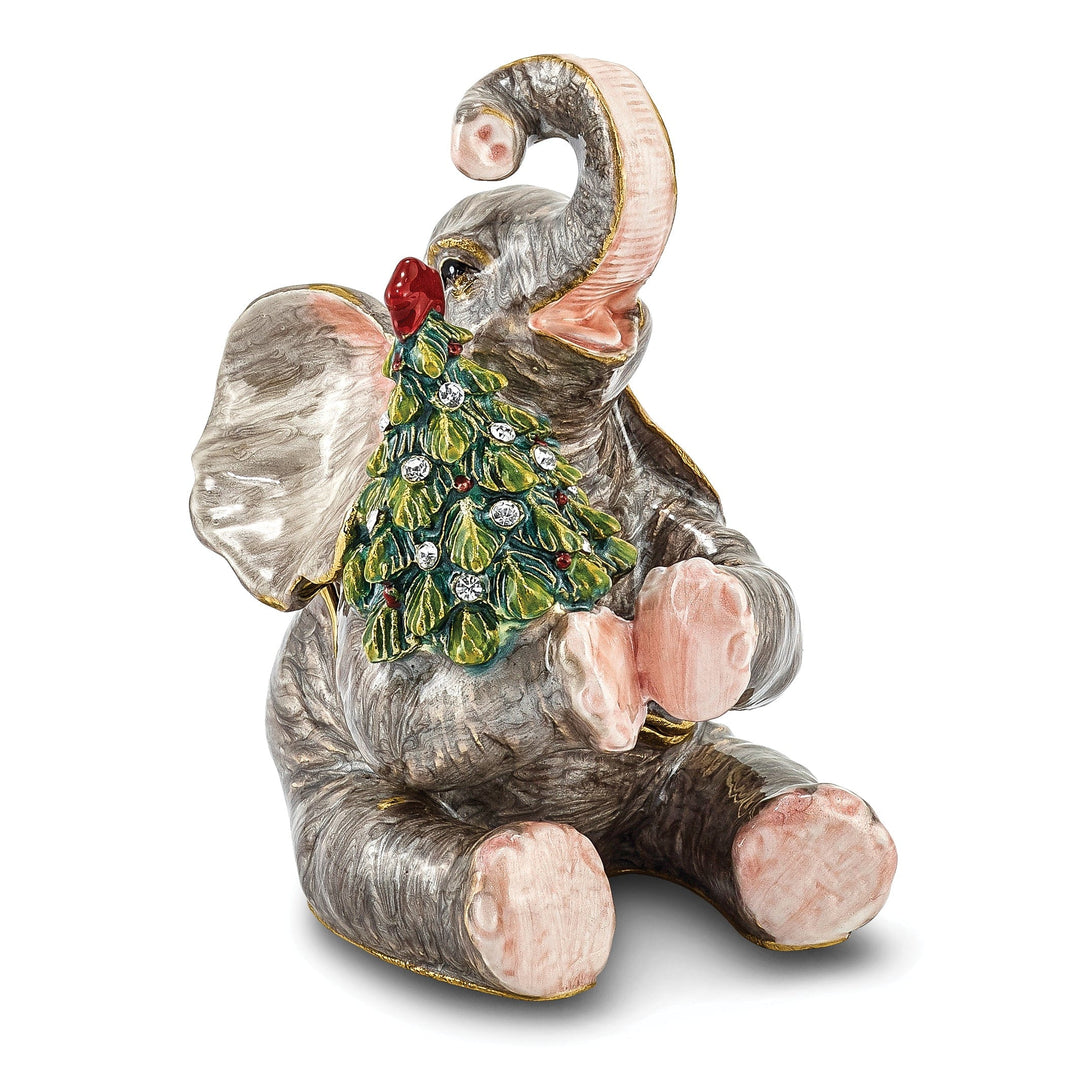 Bejeweled Multi Color Finish ELROY Elephant Christmas Tree Trinket Box