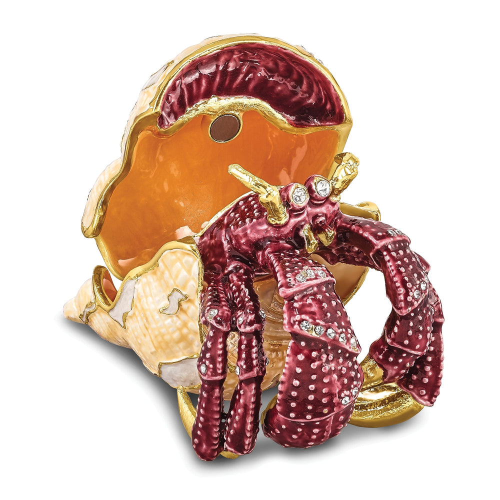 Bejeweled Multi Color Finish HERMAN Red Leg Hermit Crab Trinket Box