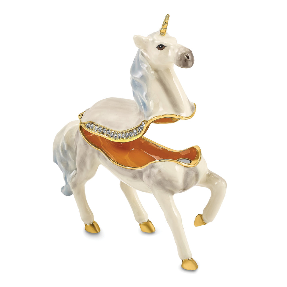 Bejewel Pewter Multi Color Finish SUNNY Enchanted Unicorn Trinket Box