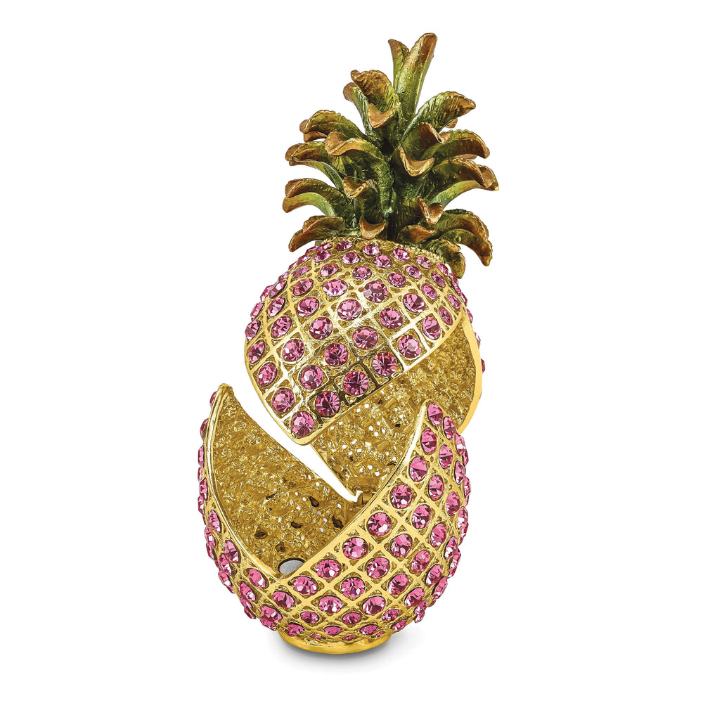 Bejewel Multi Color FRIENDSHIP HOSPITALITY Pink Pineapple Trinket Box