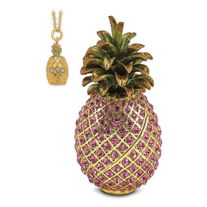 Bejewel Multi Color FRIENDSHIP HOSPITALITY Pink Pineapple Trinket Box