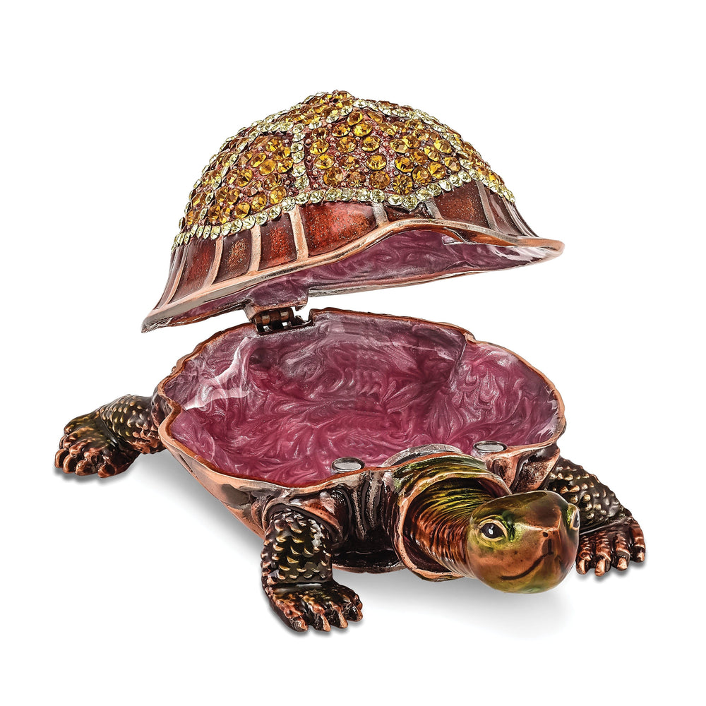 Bejeweled Multi Color RHODA Tortoise with Moving Head Trinket Box