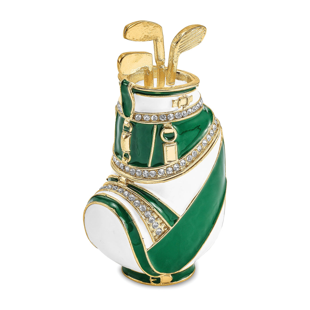 Bejeweled Pewter Multi Color Finish GAME OF FORES Golf Bag Trinket Box