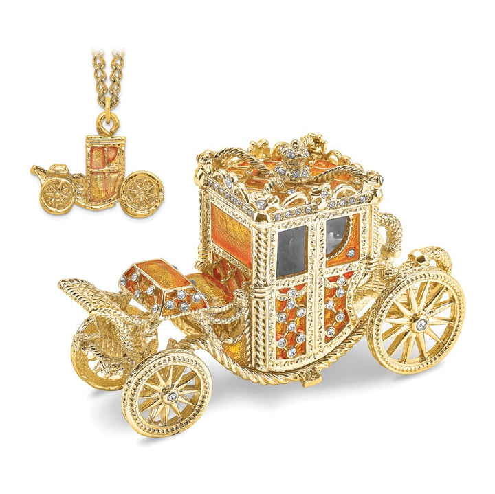 Bejewel Pewter Multi Color Finish IMPERIAL Golden Carriage Trinket Box