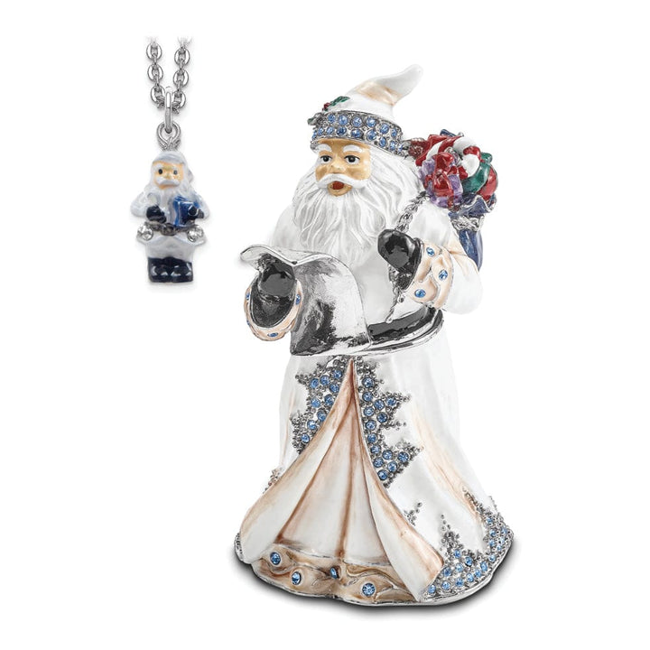 Bejeweled Multi Color ST NICHOLAS SINTERKLAAS White Santa Trinket Box