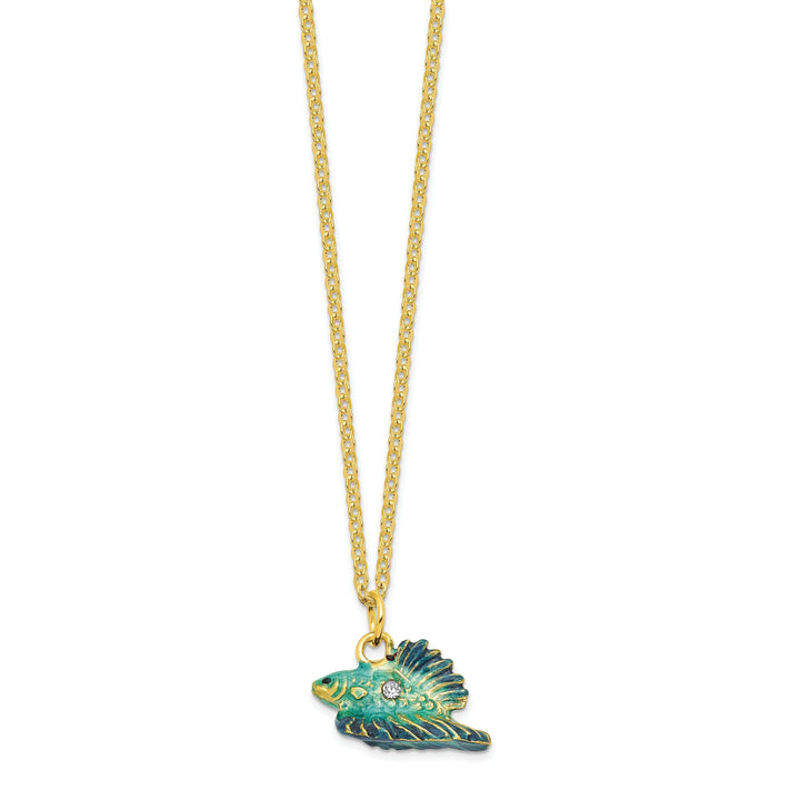 Bejeweled Pewter Multi Color Enamel Finish SY Betta Fish Trinket Box
