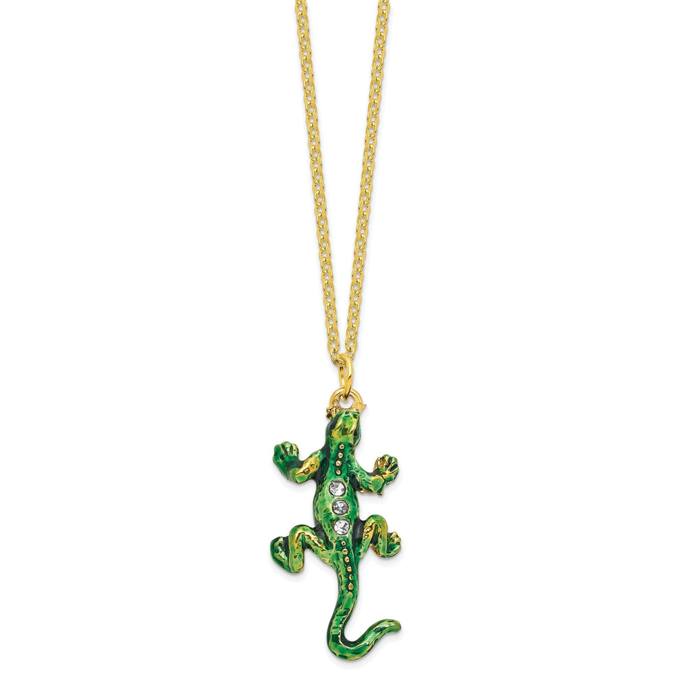 Bejeweled Pewter Multi Green Colors Finish IGGY Iguana Trinket Box