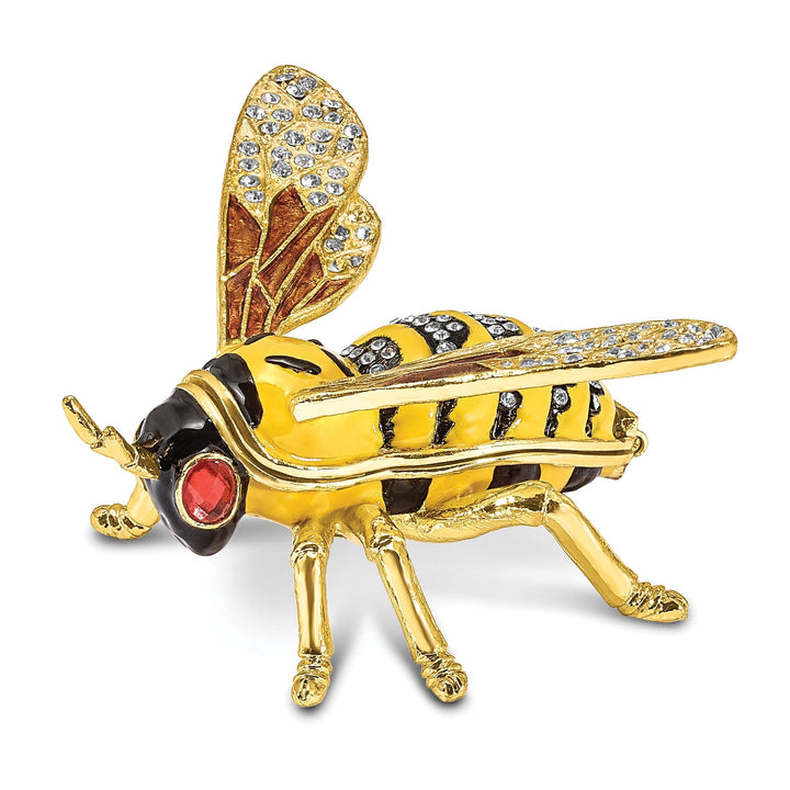 Bejeweled Pewter BUZZ Bumblebee Trinket Box Design