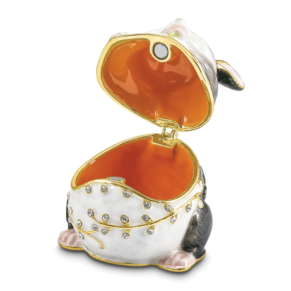 Bejeweled Pewter Multi Color Enamel UNCLE JOE Chubby Mouse Trinket Box