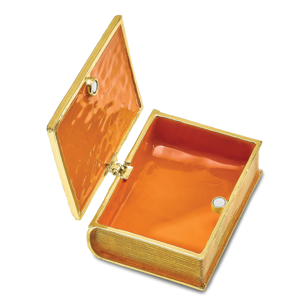 Bejeweled Pewter Multi Color Enamel Finish White Bible Trinket Box