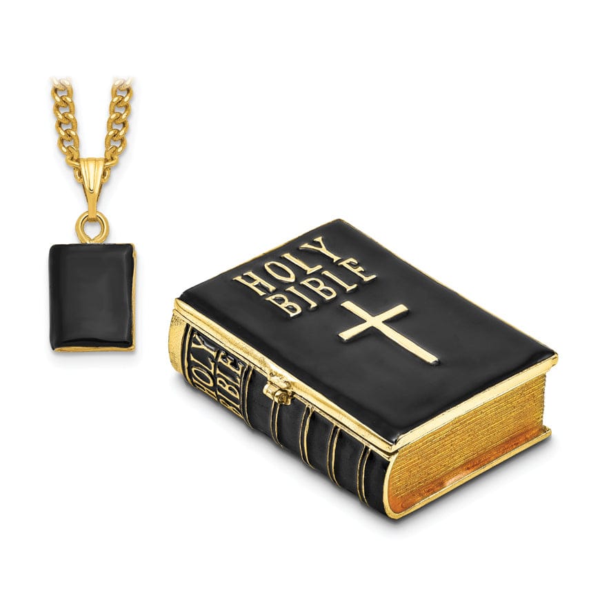 Bejeweled Pewter Multi Color Enamel Finish Black Bible Trinket Box