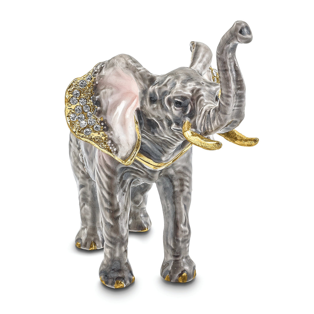 Bejeweled Pewter Multi Color Enamel MORRISON Elephant Trinket Box
