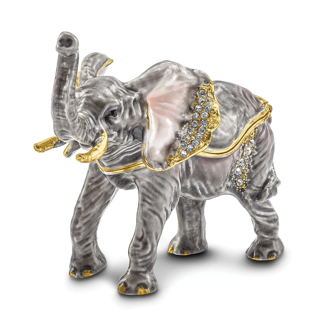 Bejeweled Pewter Multi Color Enamel MORRISON Elephant Trinket Box
