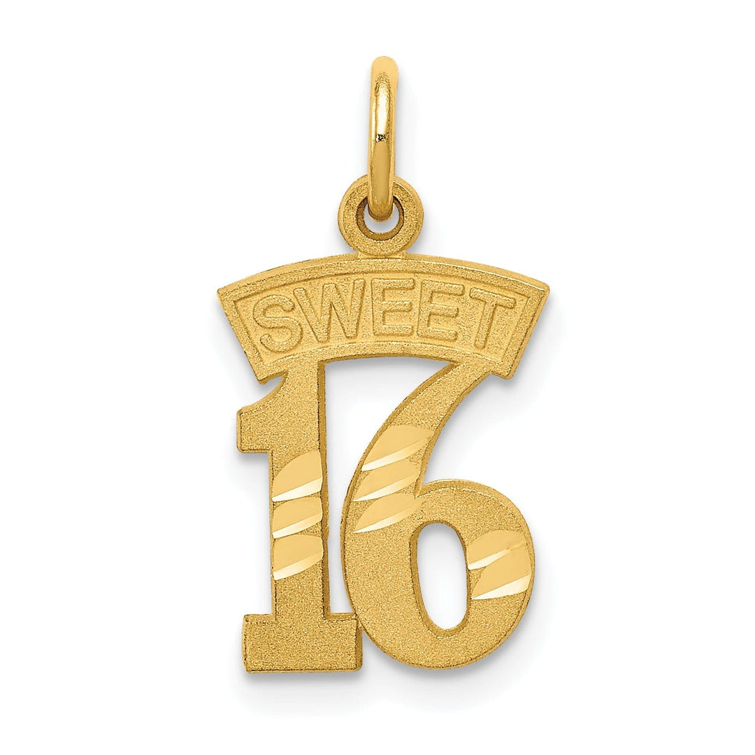 14k Yellow Gold Sweet 16 Charm Pendant