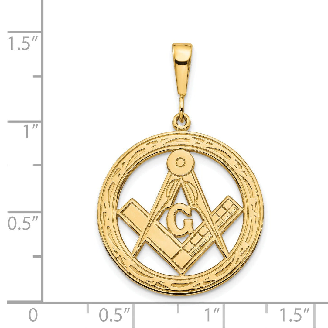 14k Yellow Gold Large Masonic Charm Pendant
