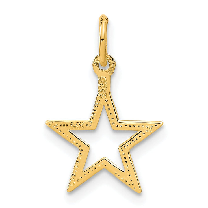 14k Yellow Gold Textured Solid Brushed Polish Diamond Cut Finish Star Charm Pendant