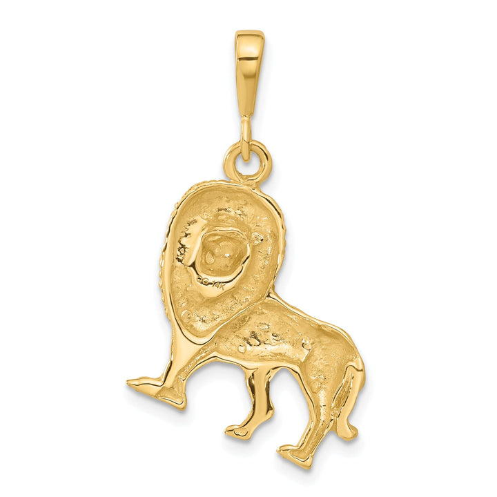 14k Yellow Gold Satin Diamont Cut Finish Lion Charm Pendant