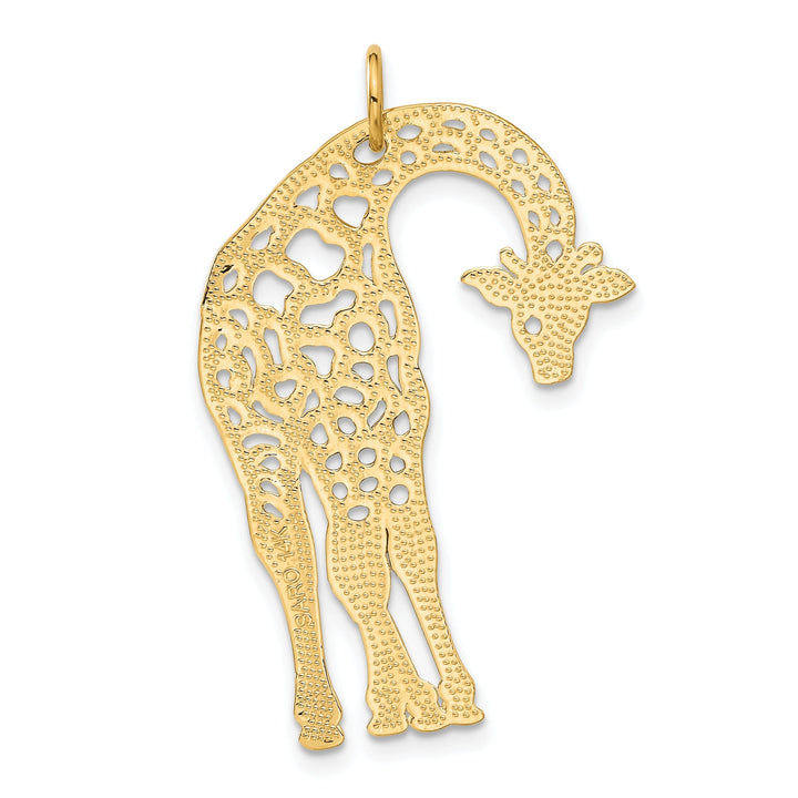 14k Yellow Gold Brushed D.C Men's Giraffe Charm Pendant