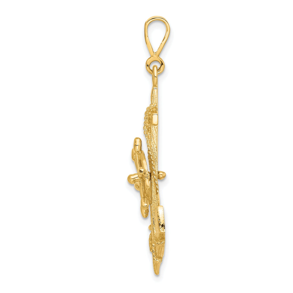 14k Yellow Gold Large Anchor With Wheel Charm