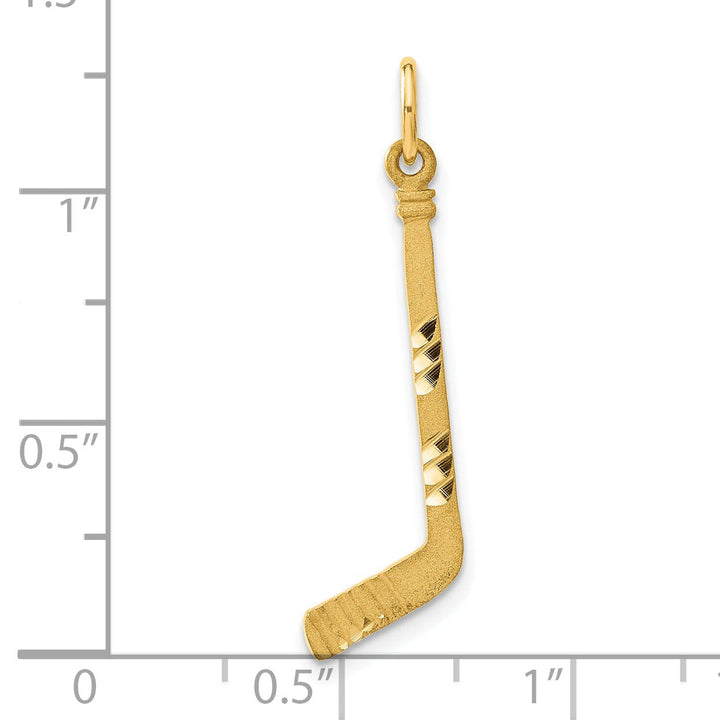 14k Yellow Gold Hockey Stick Charm Pendant