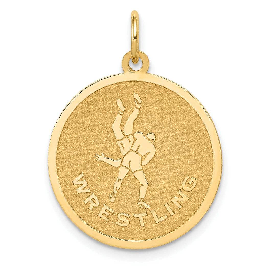 14k Yellow Gold Polished Wrestling Pendant