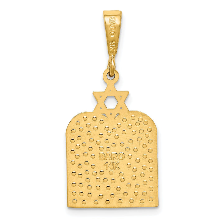 14K Yellow Gold 10 Commandment Tablets with Star Of David Pendant
