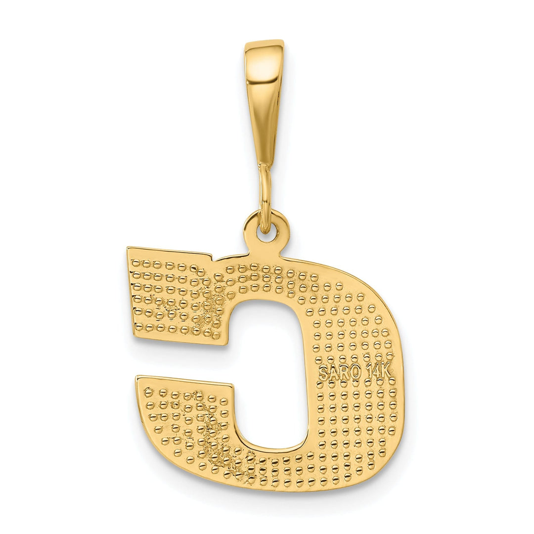14k Yellow Gold Polished Texture Finish Letter C Initial Charm Pendant