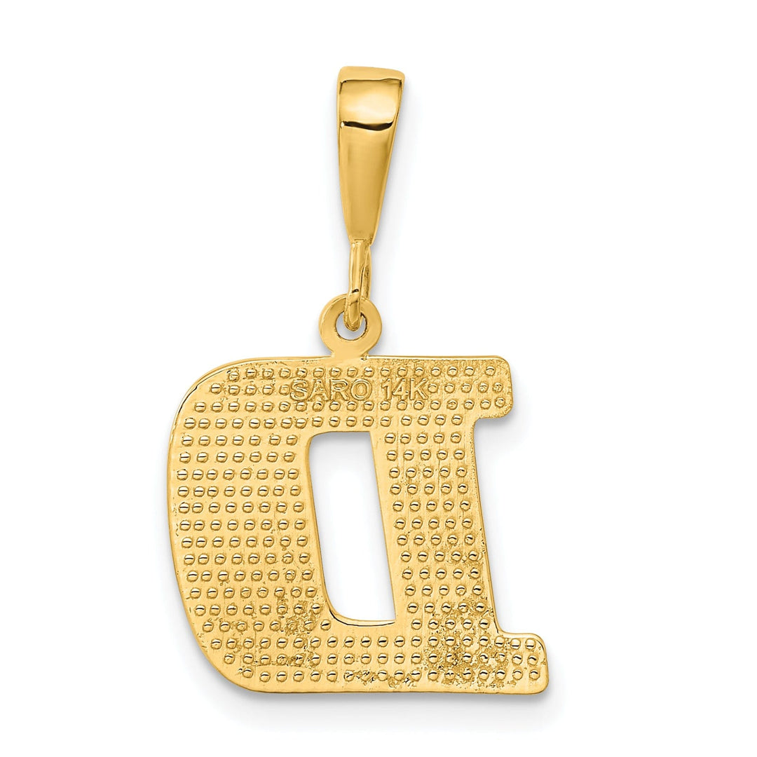 14k Yellow Gold Polished Texture Finish Letter D Initial Charm Pendant