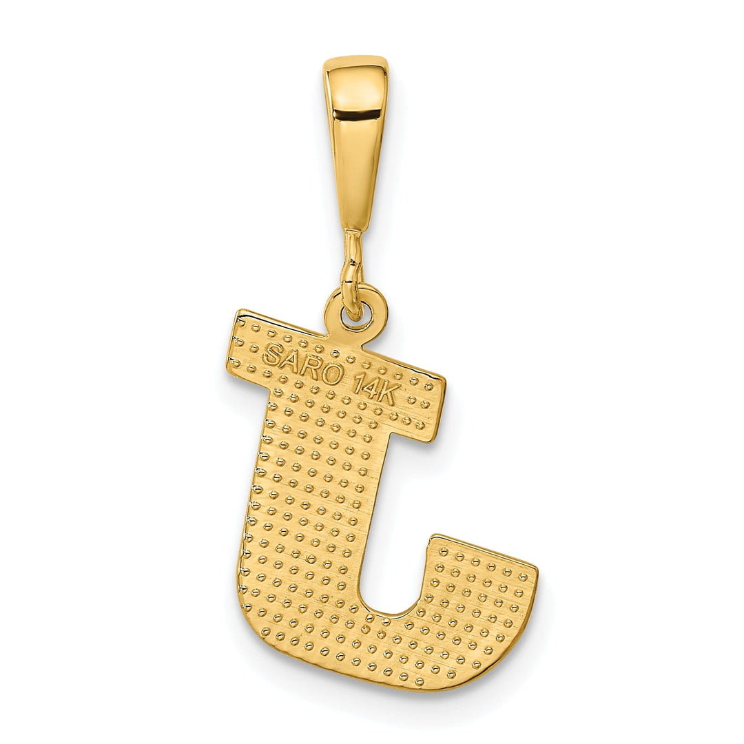 14k Yellow Gold Polished Texture Finish Letter J Initial Charm Pendant