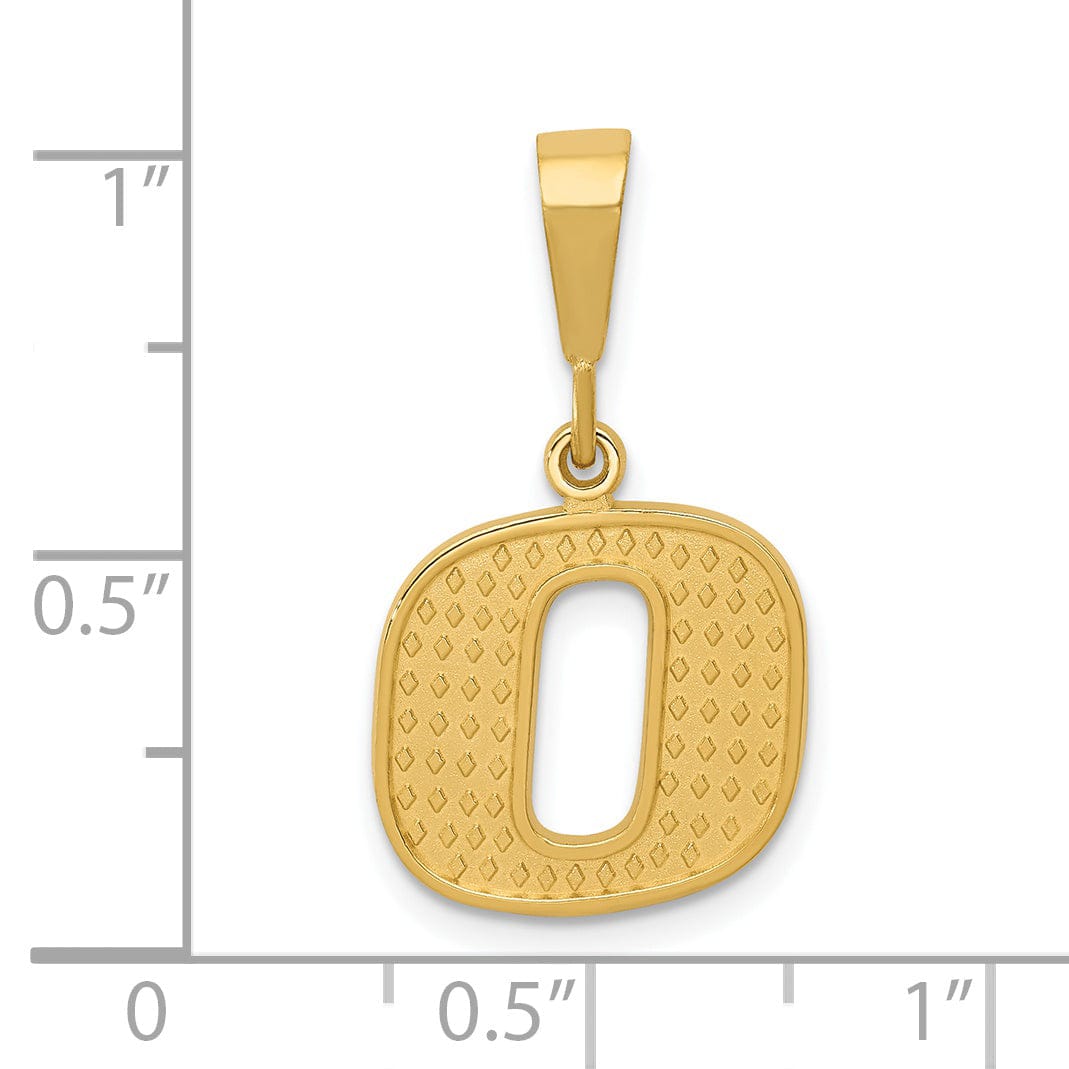 14k Yellow Gold Polished Texture Finish Letter O Initial Charm Pendant