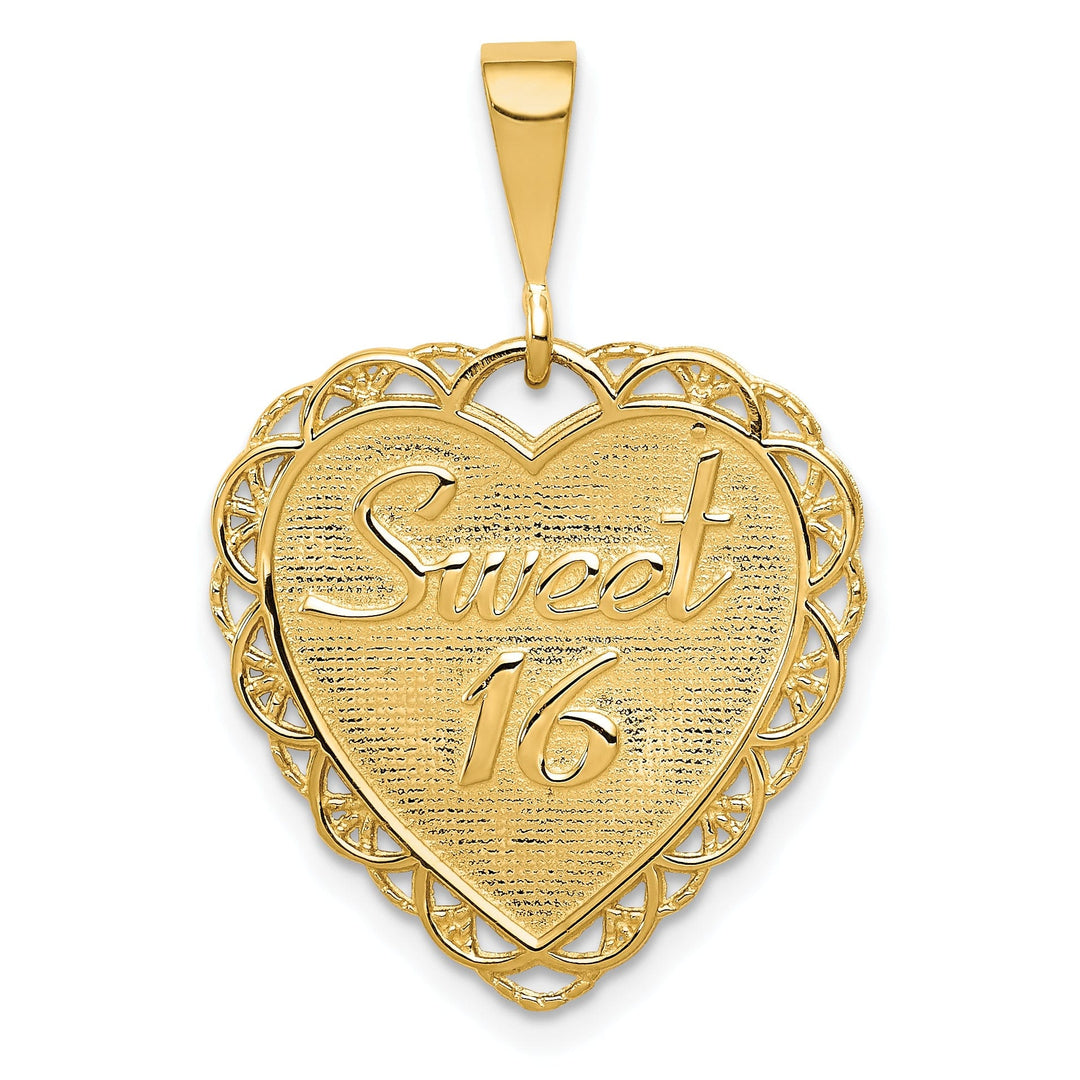 14k Yellow Gold Sweet 16 Charm Pendant