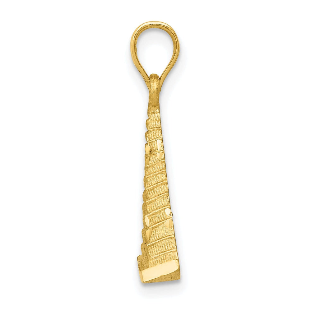 14k Yellow Gold Polished Textured Finish Solid Pyramid Charm Pendant