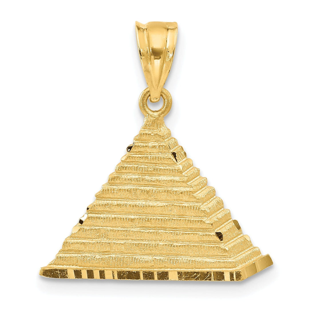 14k Yellow Gold Polished Textured Finish Solid Pyramid Charm Pendant