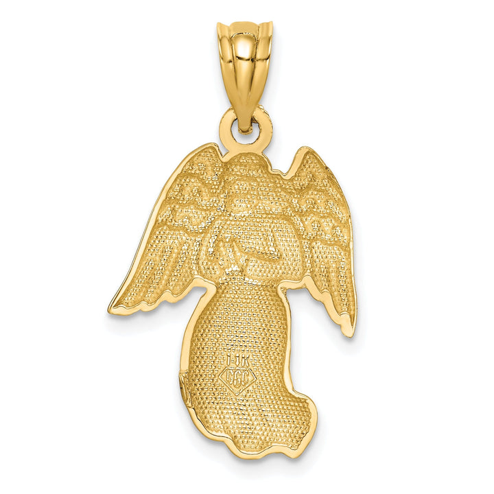 14k Yellow Gold Polished Finish Concave Solid Praying Angel Pendant