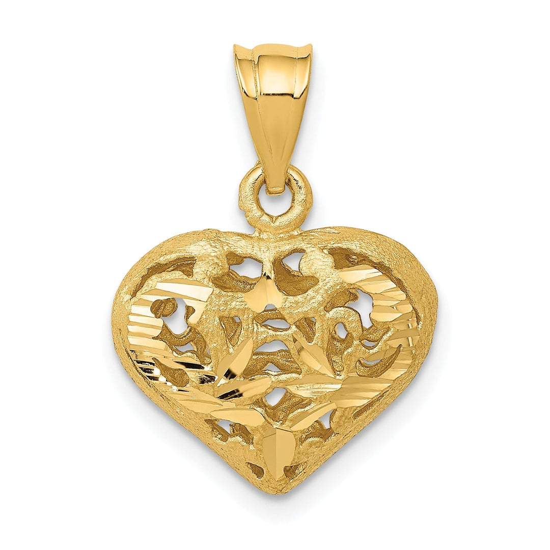 14k Yellow Gold Fancy Heart Charm Pendant
