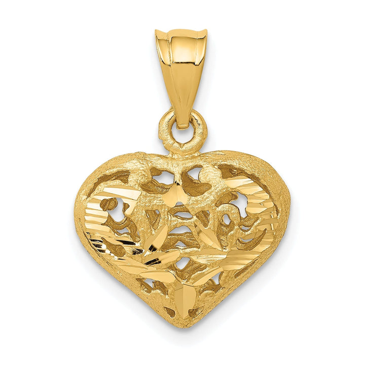 14k Yellow Gold Fancy Heart Charm Pendant