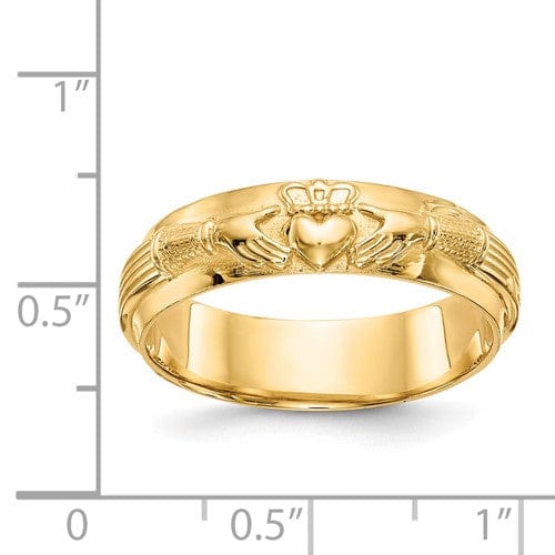 14kt yellow gold mens claddagh band ring