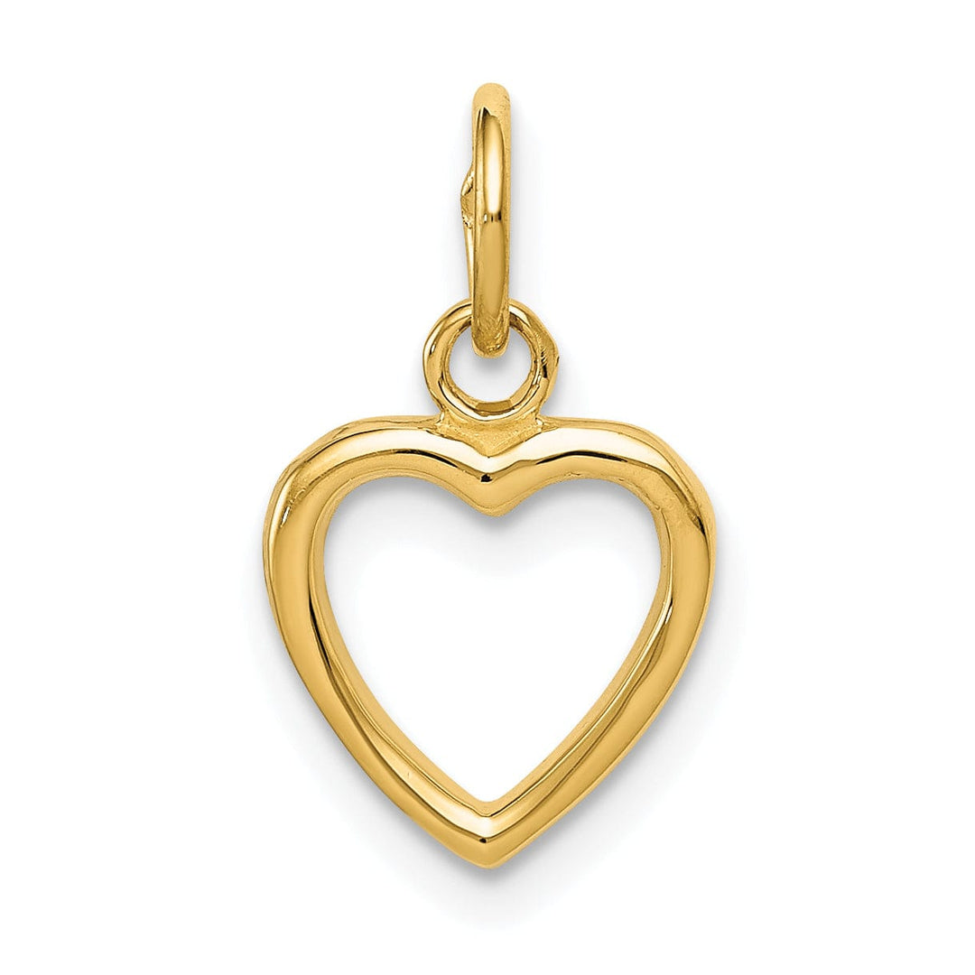 14k Yellow Gold Solid Polished Flat Heart Charm