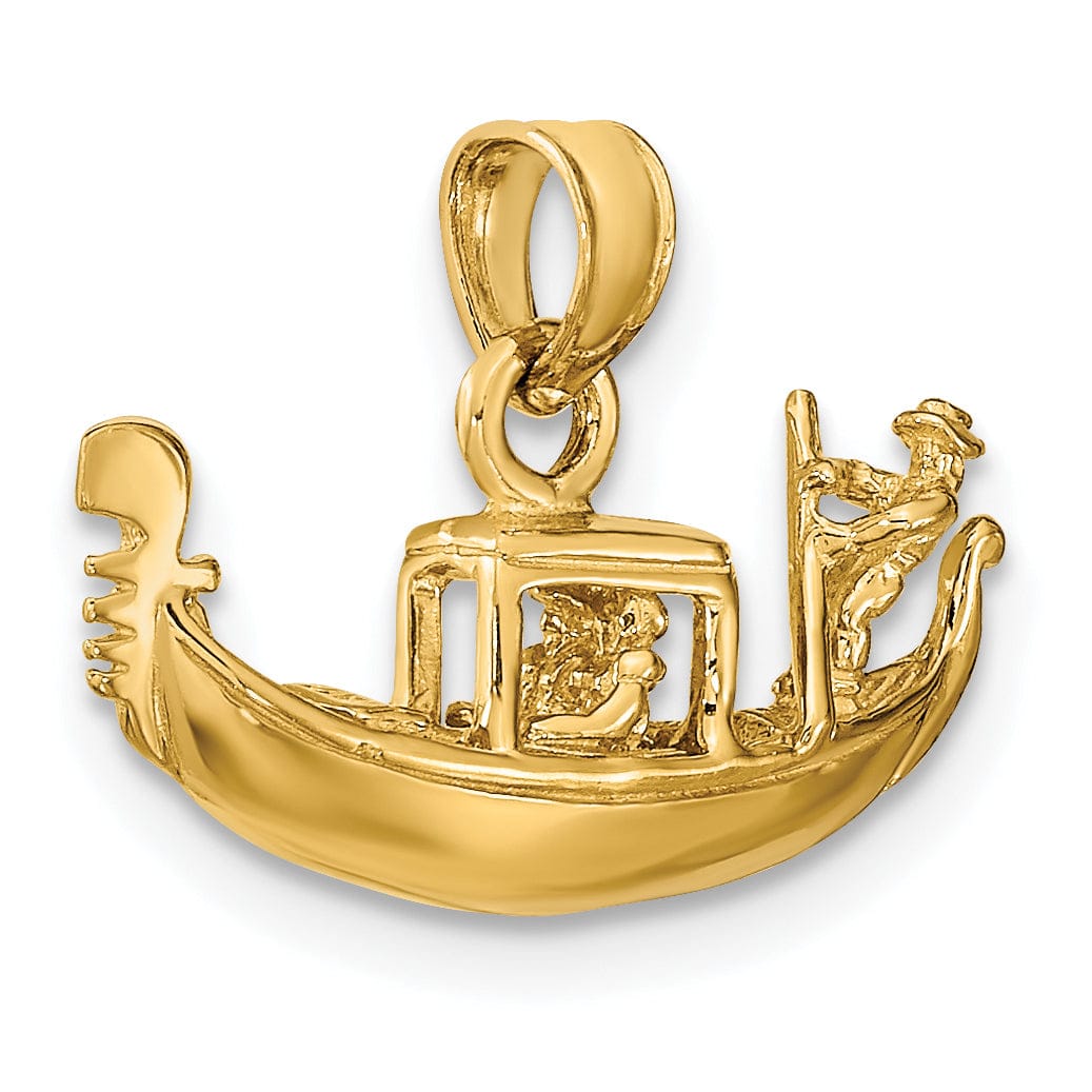 14K Yellow Gold Polished Finished Solid 3-Dimensional Gondola Charm Pendant