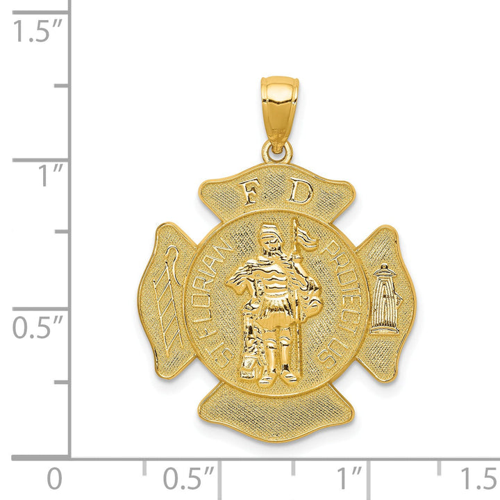 14k Yellow Gold Large Saint Florian Badge Medal
